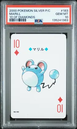 Marill ~ 2000 Pokemon Japanese Silver Playing Card 10 of Diamonds #183 ~ PSA 10 - Image 1