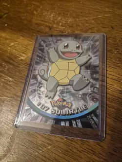 SQUIRTLE #07 1999 Topps Holo Pokemon CARD Black Logo TV In Top Loader - Image 1