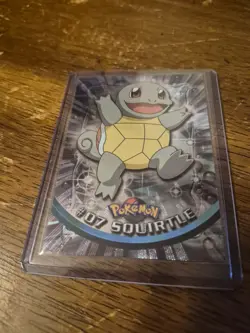 SQUIRTLE #07 1999 Topps Holo Pokemon CARD Black Logo TV In Top Loader - Image 2