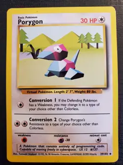 Porygon 39/102 Base Set Basic Pokemon Card 1999 LP Excellent - Image 1