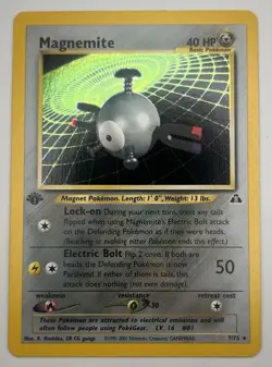 Pokemon Magnemite Neo Discovery Holo Rare 7/75 40 HP Basic 1st Edition 2001 Card - Image 3