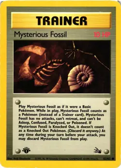 Pokemon TCG Mysterious Fossil 62/62 Fossil 1st Edition HP - Image 1