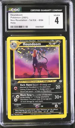 CGC 4 Houndoom Neo Revelation 1st Edition 8/64 Holo Pokemon Card - Image 1