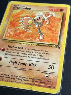 Pokemon '106 Hitmonlee 22/62 Rare Vintage WOTC 1999 MP - Image 1