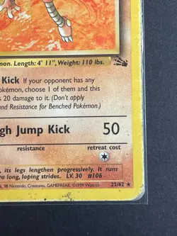 Pokemon '106 Hitmonlee 22/62 Rare Vintage WOTC 1999 MP - Image 5