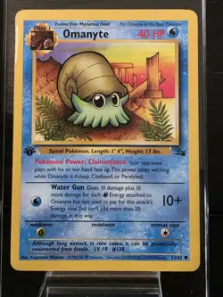 Pokemon TCG Omanyte 52/62 1st Edition Fossil MP - Image 1