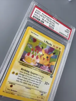 2000 POKEMON PROMO BLACK STAR #24 BIRTHDAY PIKACHU-HOLO PSA 9 STACKED SWIRLS 💫 - Image 3