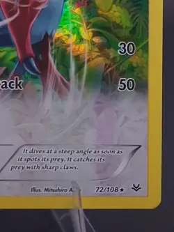 Pokemon TCG Swellow 72/108 XY Roaring Skies Reverse Holo Rare Ancient Trait LP - Image 3