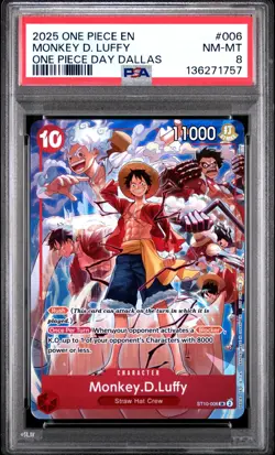2025 ONE PIECE PROMOS ONE PIECE DAY DALLAS #006 MONKEY D. LUFFY PSA 8 - Image 1