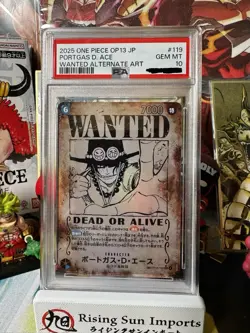 PSA 10 PORTGAS D. ACE WANTED POSTER #119 (OP13-119) CARRYING ON HIS WILL JAPAN - Image 1