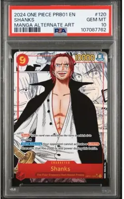 Shanks OP01-120 Alternate Art Foil English PSA 10 Romance Dawn One Piece CCG - Image 1