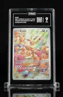 2024 POKEMON TWILIGHT MASQUERADE ILLUSTRATION RARE EEVEE #188 TAG 9 ir - Image 1