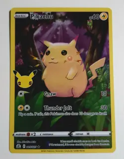 PIKACHU - #005/025 - Sword & Shield Celebrations Full Art Holo Pokemon TCG LP - Image 1