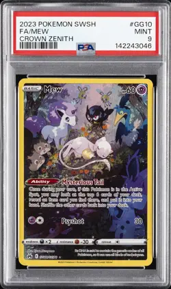2023 POKEMON SWORD & SHIELD CROWN ZENITH #GG10 FULL ART/MEW PSA 9 - Image 1