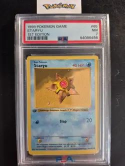 First Edition 1999 Pokemon Base Set 65/102 Staryu PSA NM 7 - Image 1