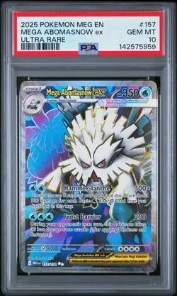 2025 POKEMON MEG EN-MEGA EVOLUTION ULTRA RARE #157 MEGA ABOMASNOW EX PSA 10 - Image 1
