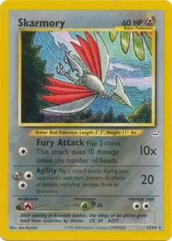 Heavily Played Skarmory - 23/64 - Rare - Unlimited Edition Pokemon Neo Revelatio - Image 1