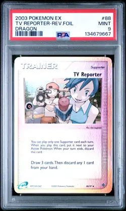 2003 Pokemon EX TV Reporter Dragon Reverse Foil #88 PSA 9 Mint - Image 1