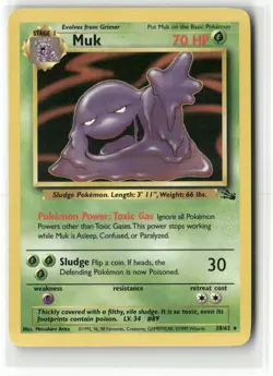 Pokemon Muk (28) 28/62 Unlimited Fossil Rare - Image 1