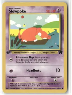 Pokemon Slowpoke 67/82 1st Edition Team Rocket Common - Image 1