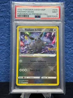2023 Pokemon SWSH BSP Pokemon GO Premium Coll #230 Radiant Evee PSA 9 - Image 1