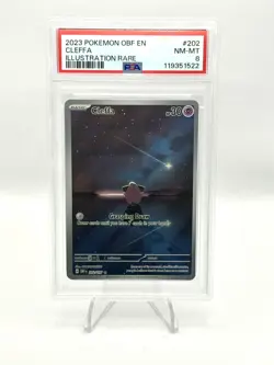 2023 POKEMON OBF EN-OBSIDIAN FLAMES ILLUSTRATION RARE #202 CLEFFA PSA 8 - Image 1