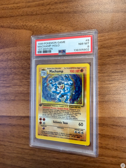 1999 pokemon game machamp-holo psa 8 first edition - Image 1