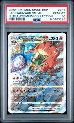2022 POKEMON SWSH BLACK STAR PROMO #262 FULL ART/CHARIZARD VSTAR PSA 10 - Image 1