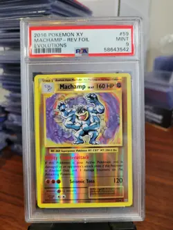 Pokemon TCG Machamp Reverse Holo Rare Card 59/108 XY Evolutions PSA 9 Mint 2016 - Image 1