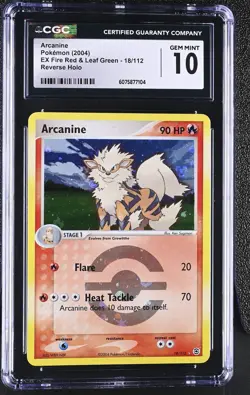 CGC 10 Arcanine EX Fire Red & Leaf Green 18/112 Reverse Holo Pokemon Card - Image 1