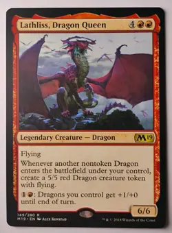 Lathliss, Dragon Queen MTG, Core Set 2019 (M19), Rare, Legendary Dragon, LP+ - Image 1