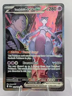 Team Rocket’s Mewtwo ex 231/182 Secret Rare Destined Rivals Pokemon Card NM+ - Image 1