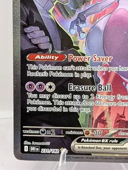 Team Rocket’s Mewtwo ex 231/182 Secret Rare Destined Rivals Pokemon Card NM+ - Image 5
