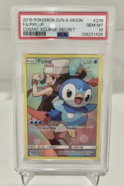 Pokemon Piplup 2019 Cosmic Eclipse 239/236 PSA 10 - Image 1