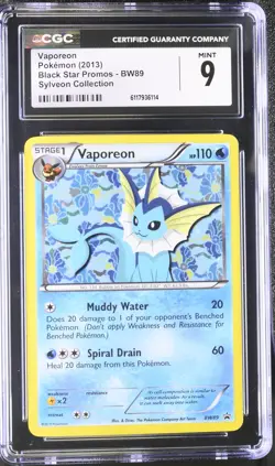 CGC 9 MINT Vaporeon 2013 Black Star Promos BW89 Sylveon Collection Pokemon Card - Image 1