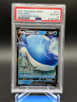 Pokemon Sword & Shield Champion's Path Wailord V PSA 10 GEM MT - Image 1
