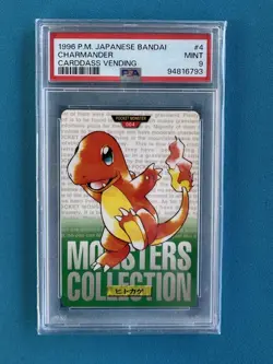 Japanese 1996 Charmander Bandai Carddass Graded Pokemon Pocket Monsters PSA 9 - Image 1