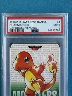 Japanese 1996 Charmander Bandai Carddass Graded Pokemon Pocket Monsters PSA 9 - Image 3
