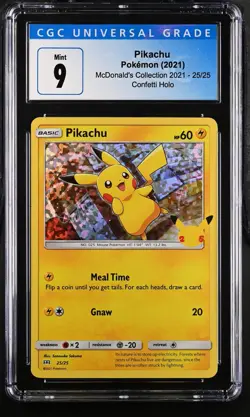 Pikachu CGC 9 #25/25 Pokemon 2021 McDonald's Collection Confetti Holo Mint - Image 1