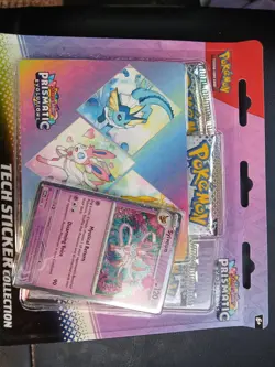 Prismatic Evolutions 3 Pack Blister Tech Sticker Collection Pokemon Sealed - Image 1
