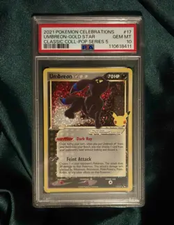Pokemon Celebrations Umbreon Gold Star Classic Collection Series 17, PSA 10 - Image 1