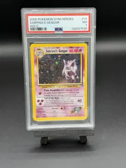 [PSA 7] Pokemon Sabrina's Gengar #14 Gym Heroes Unlimited Holo Rare WOTC NM - Image 1