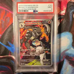 Pokemon Team Rocket's Houndoom Illustration Rare Sv10 191 Holo PSA 9 130 HP - Image 1