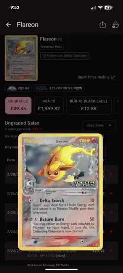Pokemon TCG Flareon 5/113 LP Legendary Treasures Reverse Holo VGC - Image 3