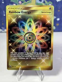 Pokemon TCG Rainbow Energy Gold Holo Sun & Moon 183/168 SR Near Mint Raw - Image 1