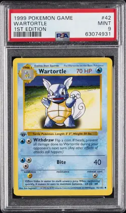 1999 POKEMON GAME 1ST ED #42 WARTORTLE PSA 9 - Image 1