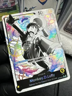 Bandai One Piece CCG Monkey.D.Luffy Leader ST29-001 Foil Full Alt Art Whiteboard - Image 1