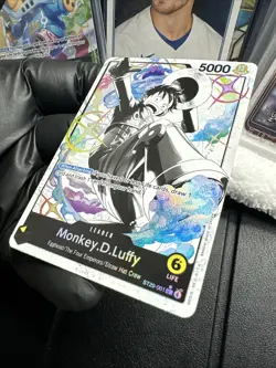 Bandai One Piece CCG Monkey.D.Luffy Leader ST29-001 Foil Full Alt Art Whiteboard - Image 2