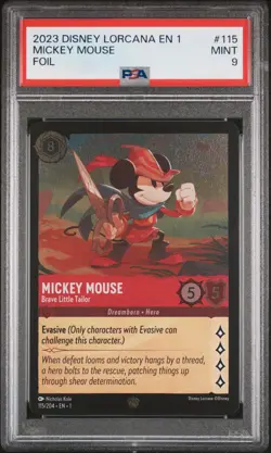 PSA 9 Mickey Mouse Brave Little Tailor Foil 115 Disney Lorcana The First Chapter - Image 1