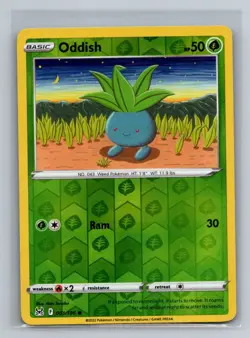 Oddish Reverse Holo Common SWSH11: Lost Origin SWSH11 Grass 001/196 Pokemon Card - Image 1
